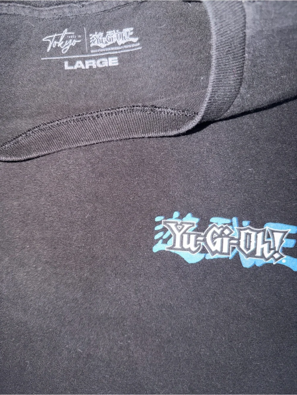 Yu-Gi-Oh! blue eyes white dragon graphic t-shirt black mens large